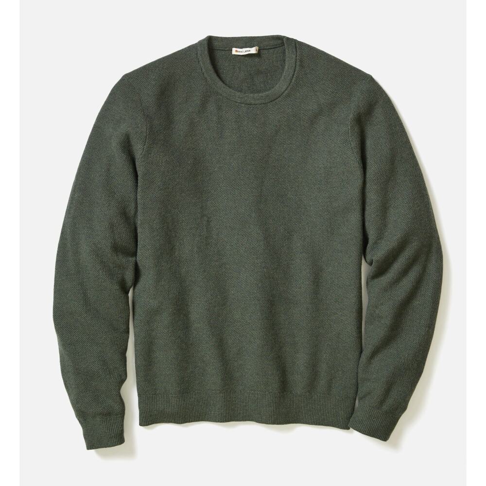 Marine Layer Sweater Tee Barbor Olive Green mens merino wool blend long slv sz M